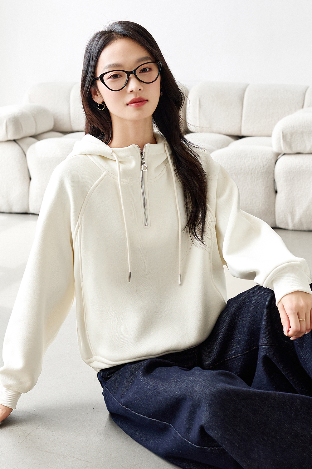 Fleece-Lined Thickened Hooded Sweatshirt