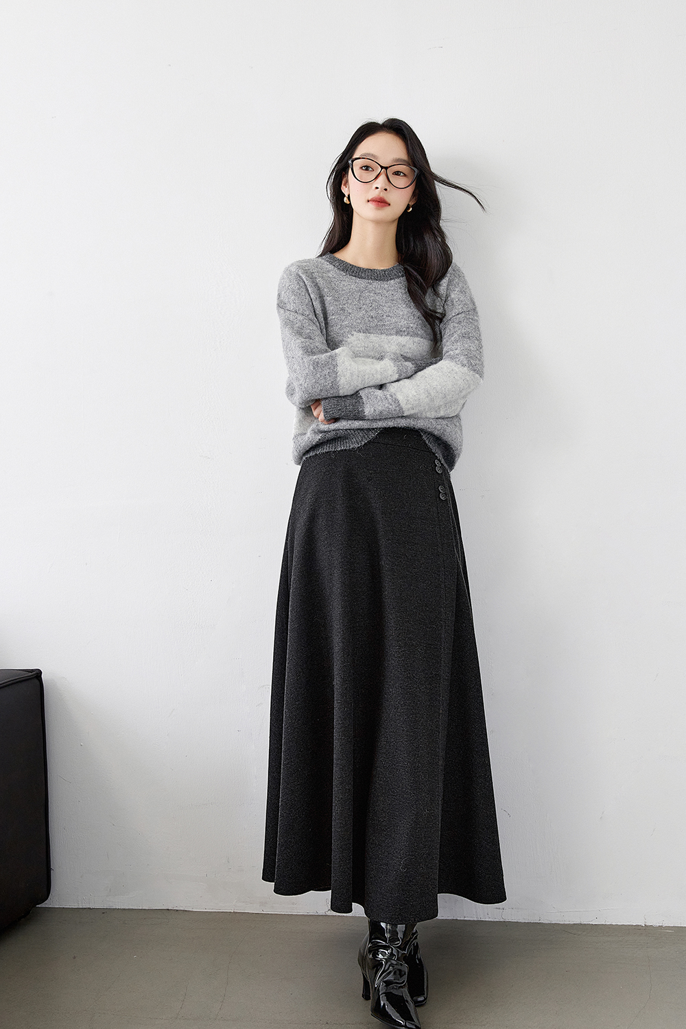 High-Waisted Irregular Midi Skirt-VIMLYSTORE