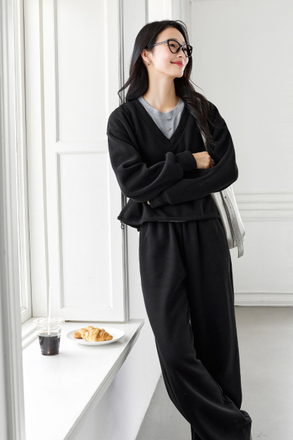 Fleece-Lined Thickened Simple Three-Piece Set