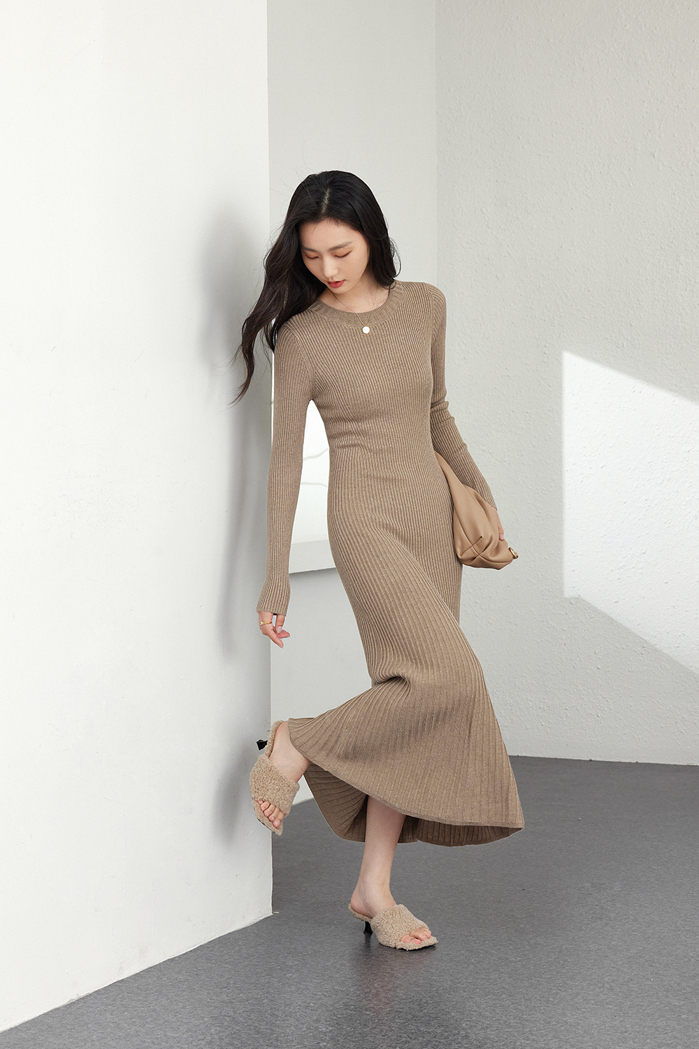 Wool blend knitted dress-VIMLYSTORE