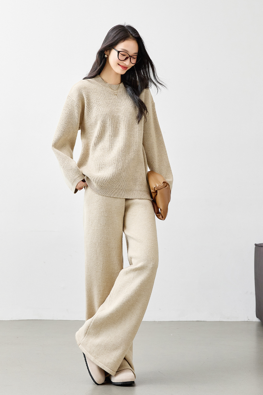 Solid color lazy loose suit