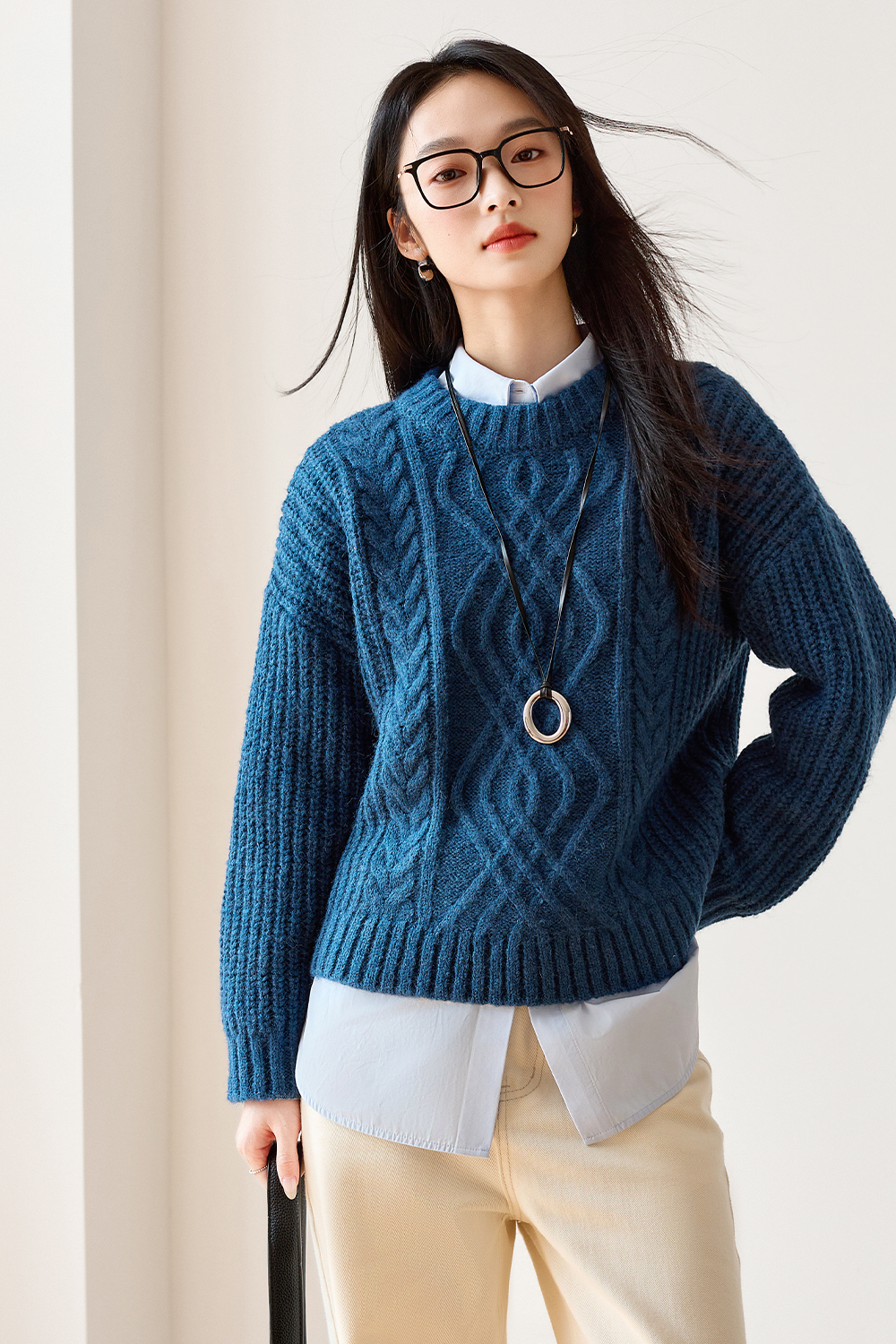 Lazy Style Cable Knitted Sweater