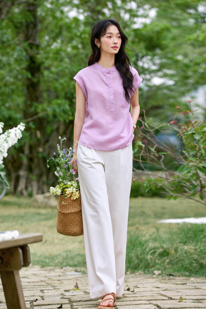 Commute-Chic Mini-Stand Collar Sleeveless Blouse-VIMLYSTORE