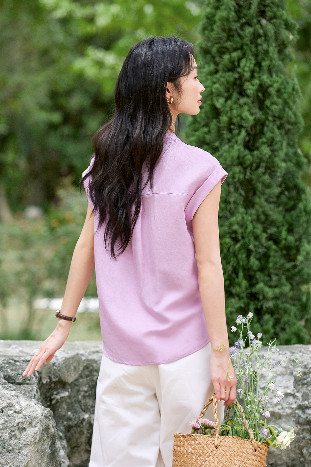 Commute-Chic Mini-Stand Collar Sleeveless Blouse-VIMLYSTORE