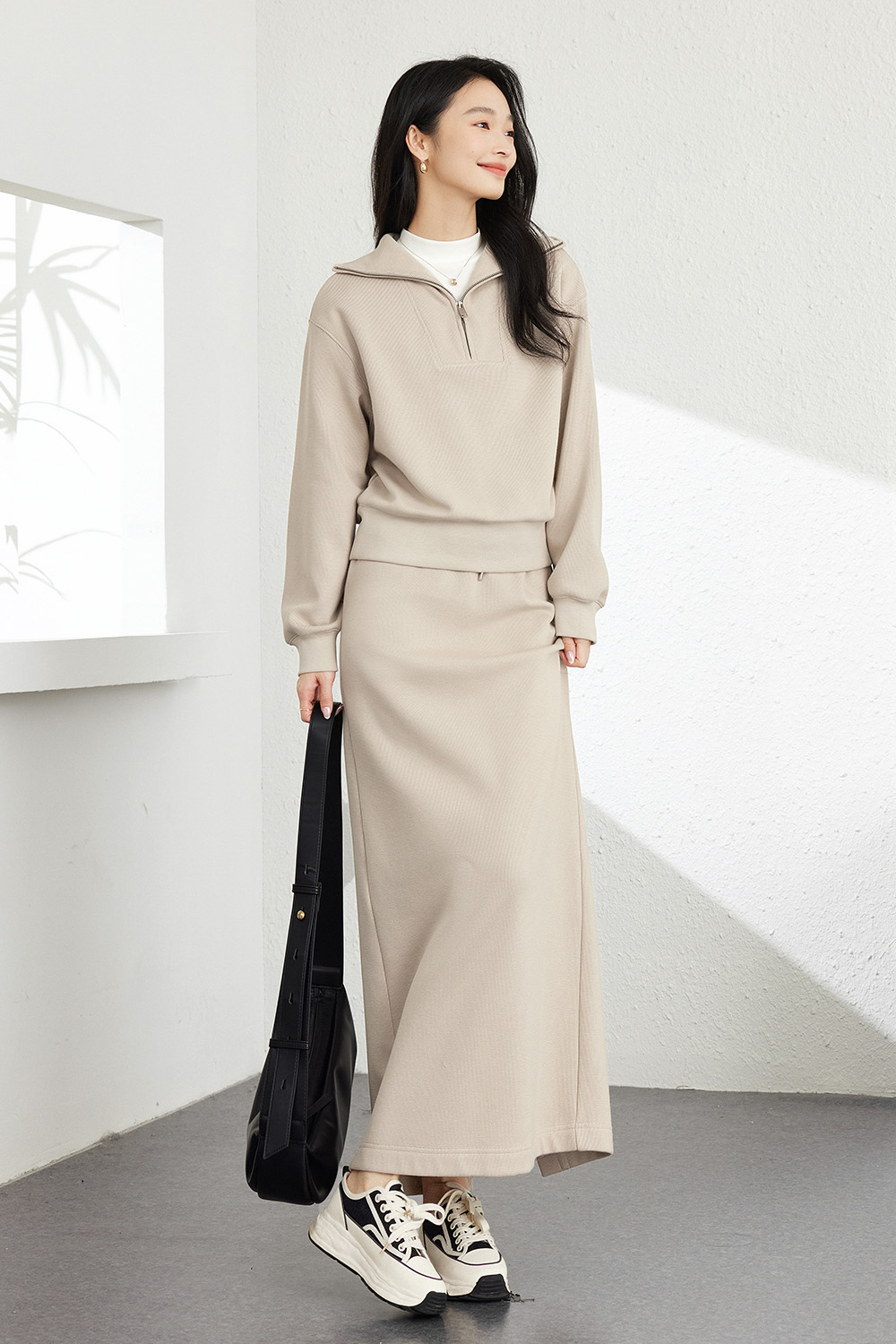 Halfzippered Sweatshirt Set-VIMLYSTORE