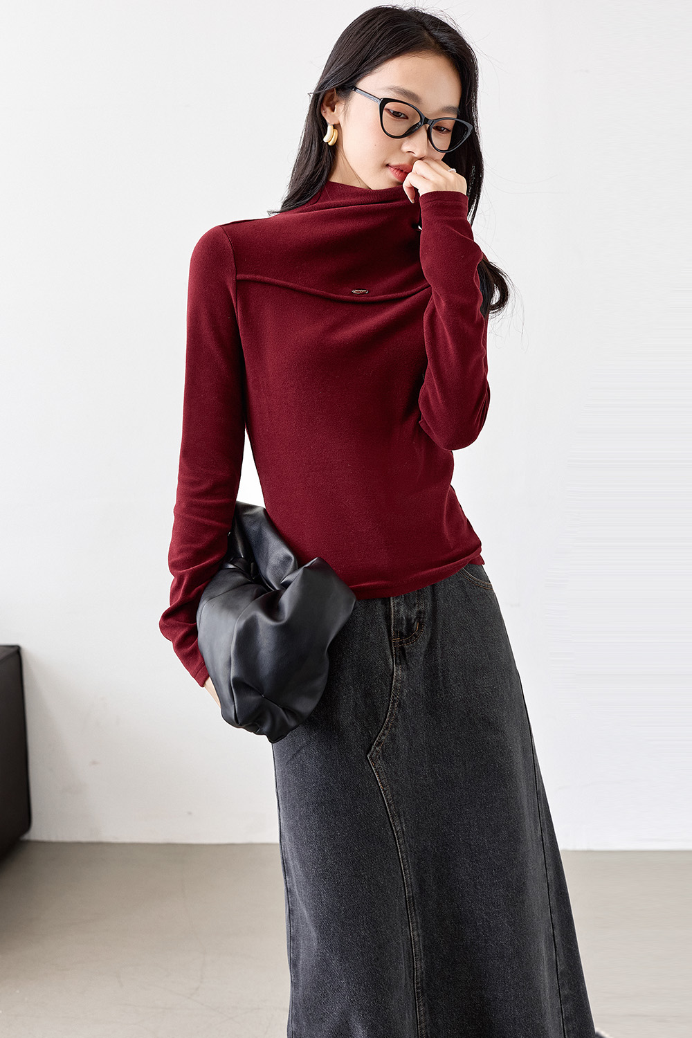 Slimfit Semihighneck Baselayer Knitted Sweater-VIMLYSTORE