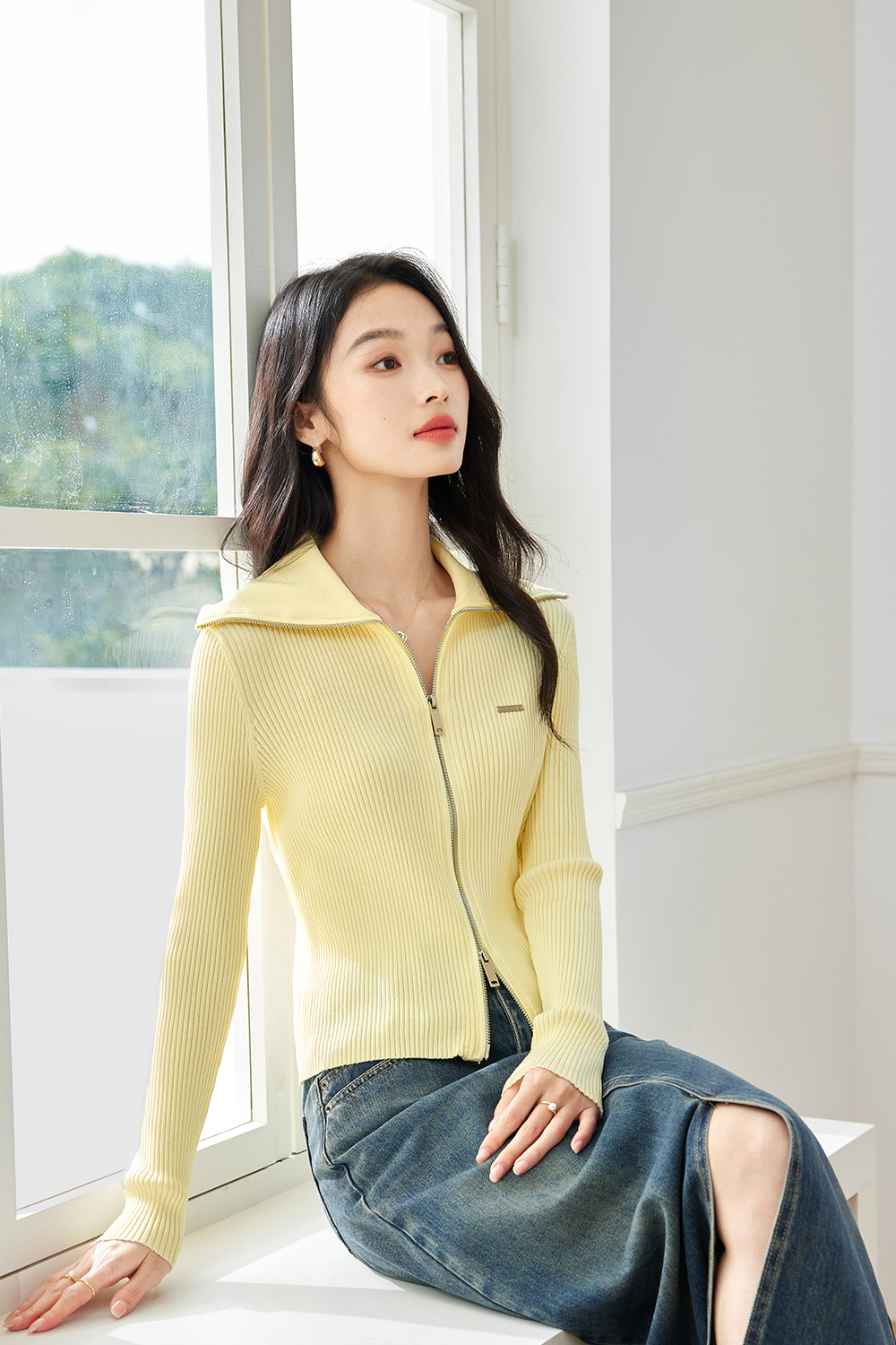 Doubleheaded Zipper Knitted Cardigan-VIMLYSTORE