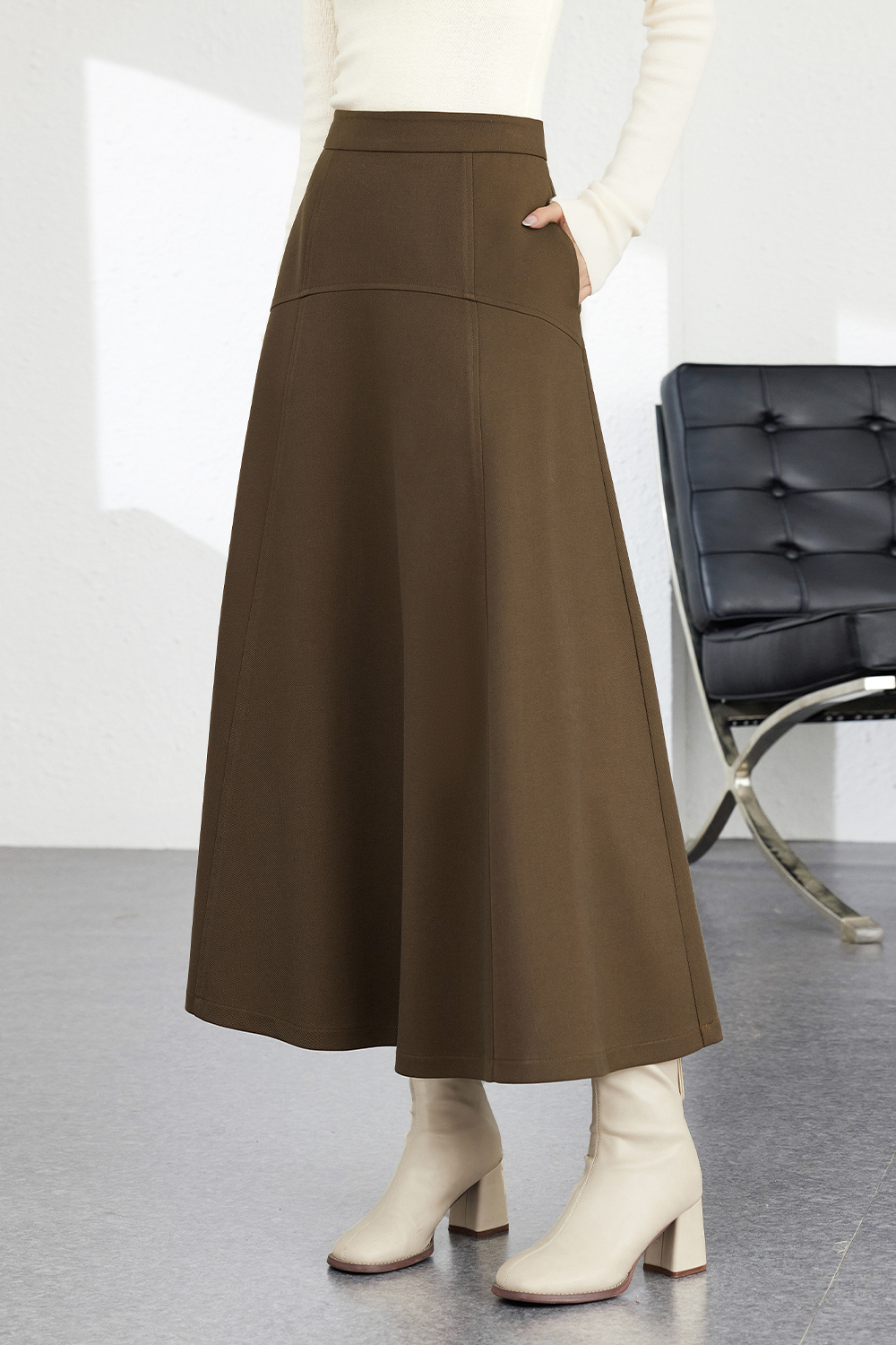 Modern Wool Blend Skirt-VIMLYSTORE