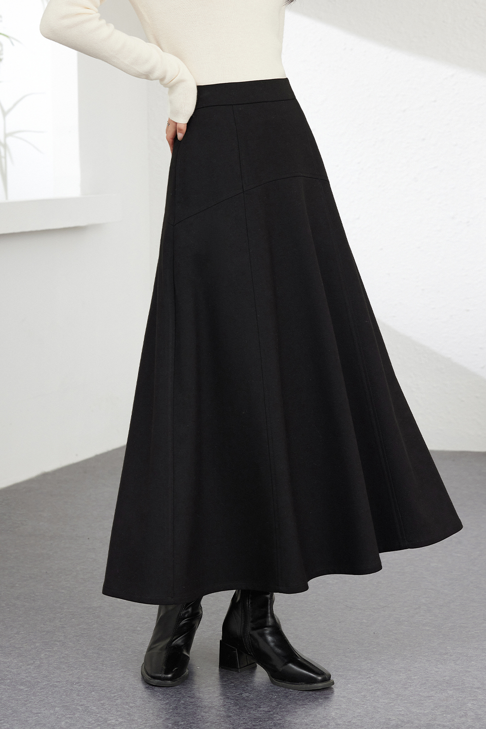 Modern Wool Blend Skirt-VIMLYSTORE