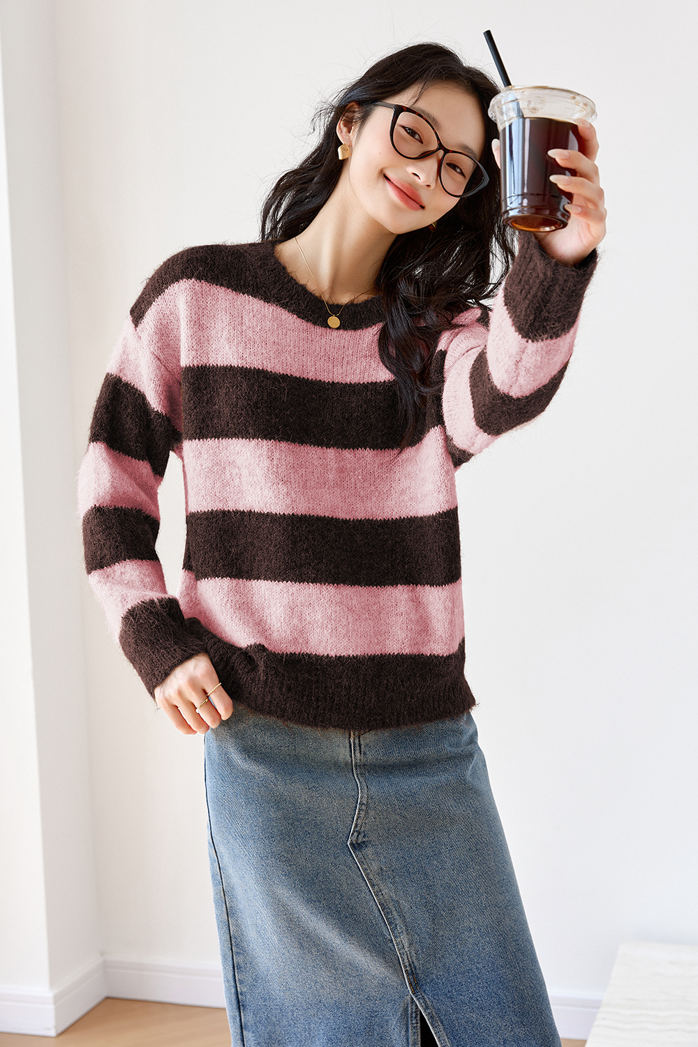 Contrast Striped Sweater-VIMLYSTORE