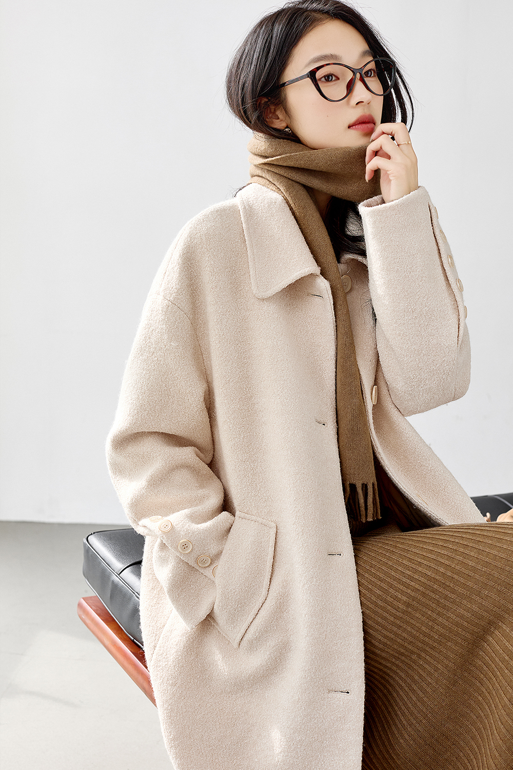 Cotton-padded and Thickened Wool-blended Coat-VIMLYSTORE