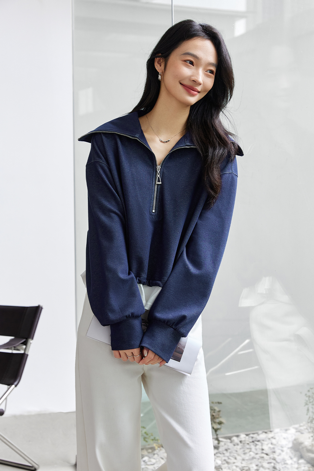 Two-Color Textured Sweatshirt-VIMLYSTORE