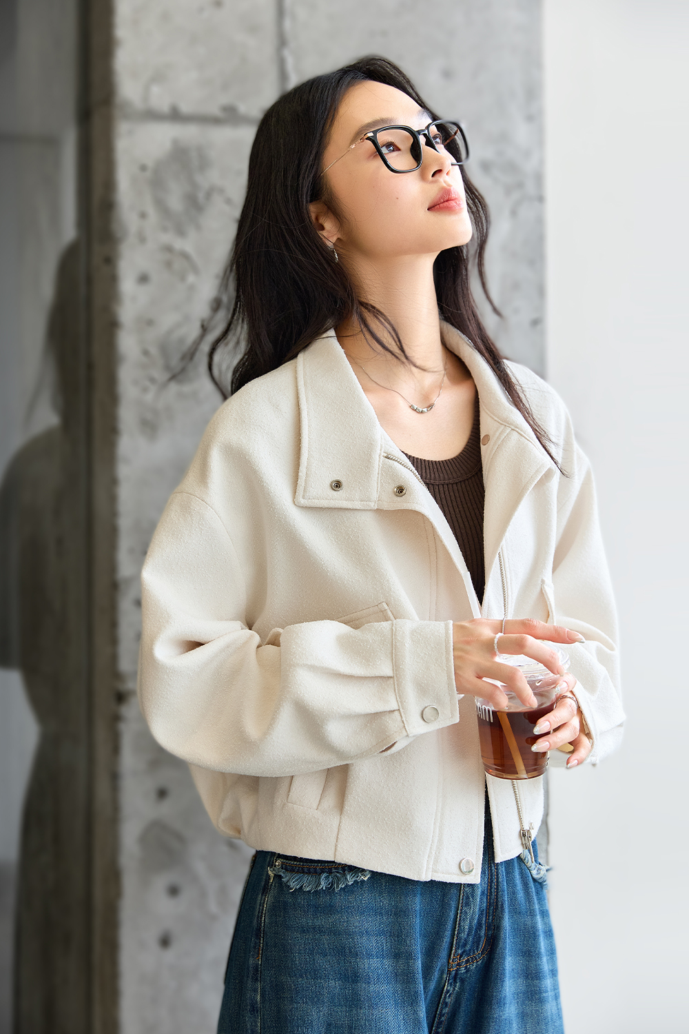 Workwear Style Short Lapel Jacket-VIMLYSTORE