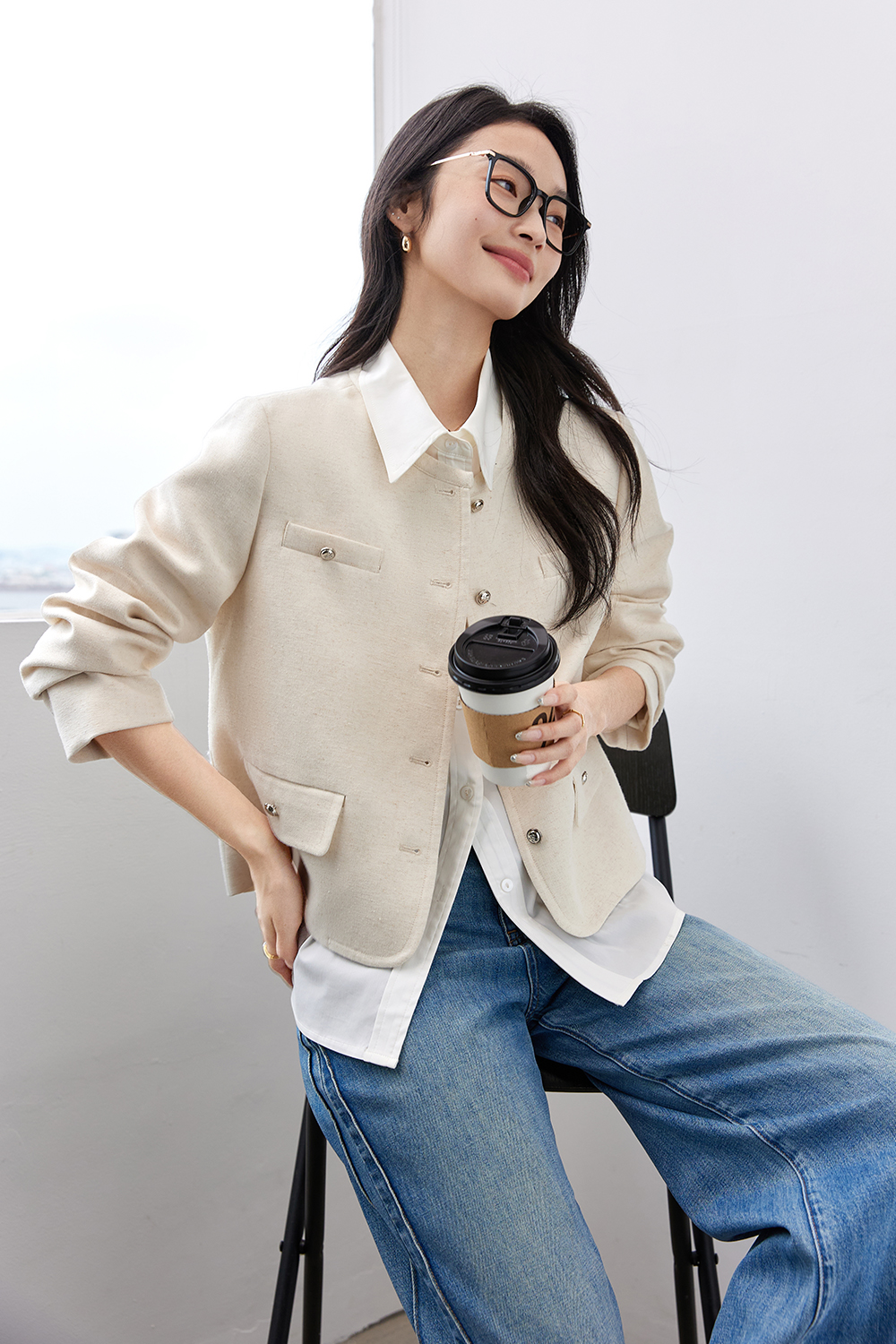 Metal Button Short Jacket-VIMLYSTORE