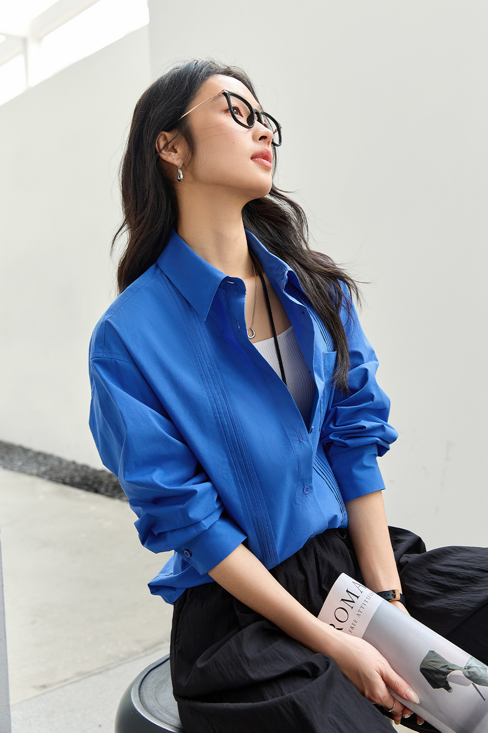 Pleated Cotton Shirt-VIMLYSTORE