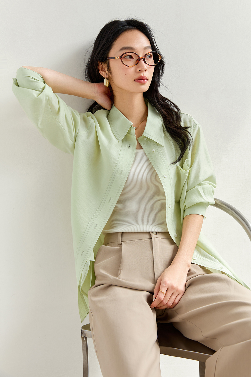 Asymmetric Pocket Shirt-VIMLYSTORE