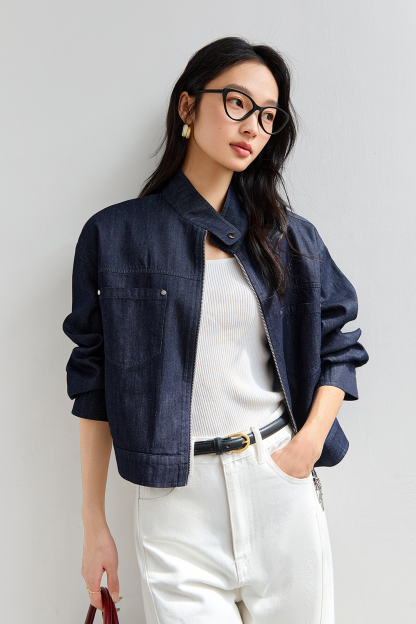 Neckline Design Denim Jacket