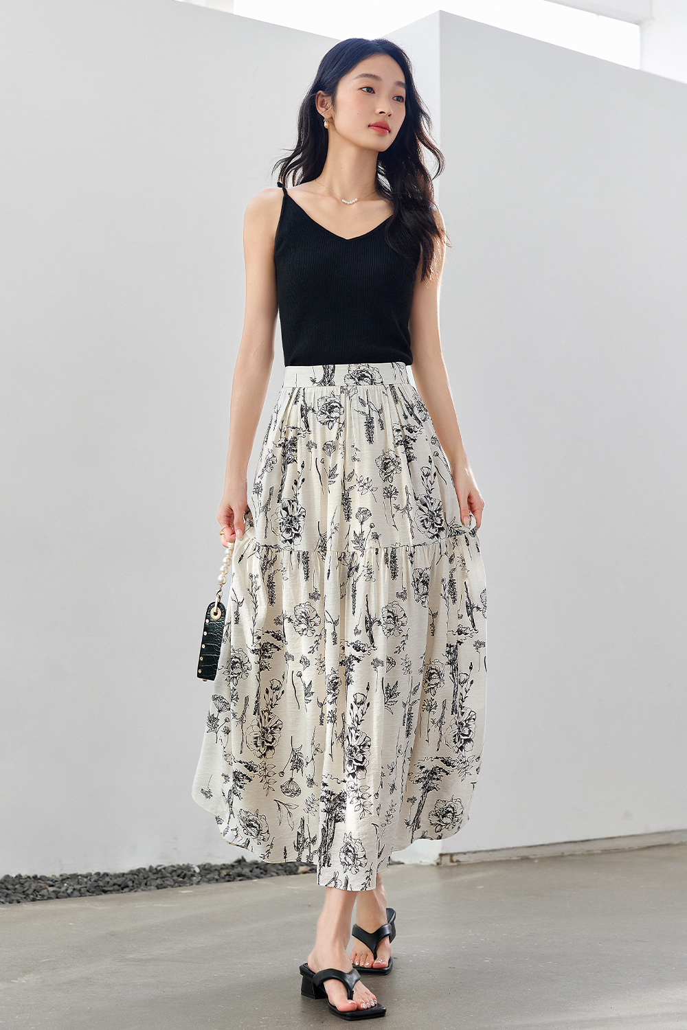 Floral Print Long Skirt
