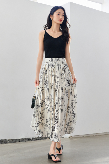 Floral Print Long Skirt