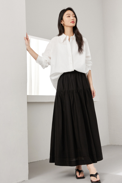 Pleated Loose Long Skirt