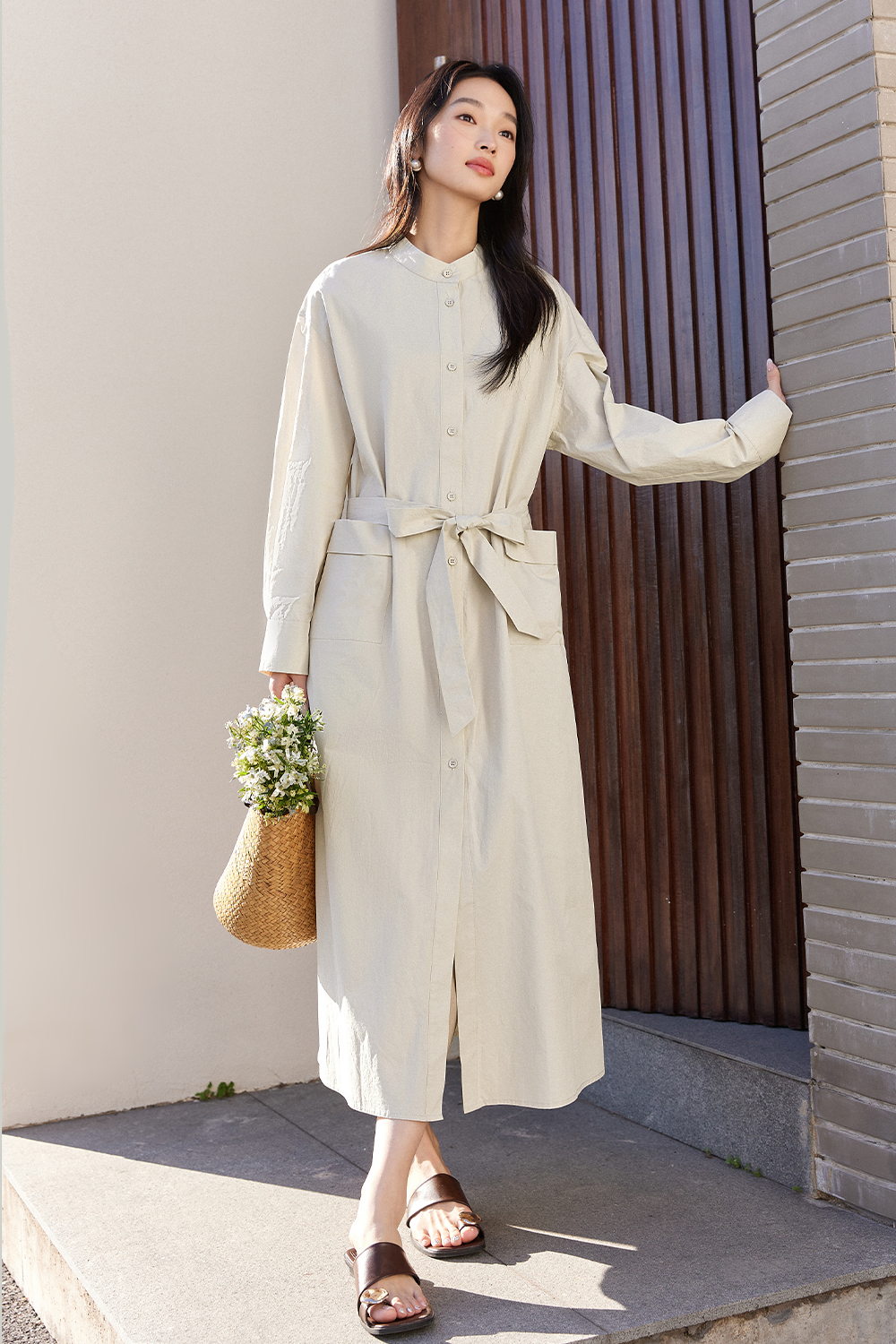 Cotton Casual Shirt Dress-VIMLYSTORE