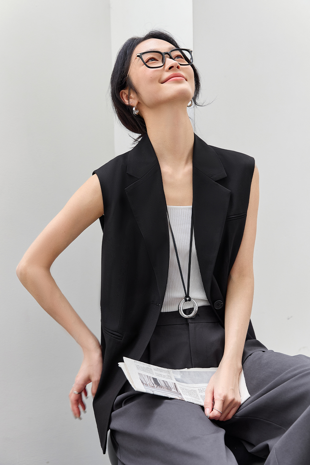 Simple Sleeveless Suit Vest-VIMLYSTORE