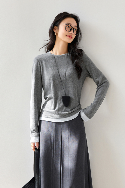 Contrast Color Round Neck T-Shirt