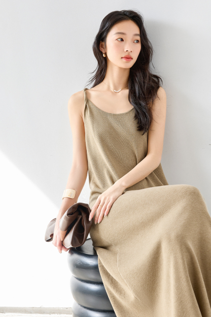 Knitted Suspender Long Dress