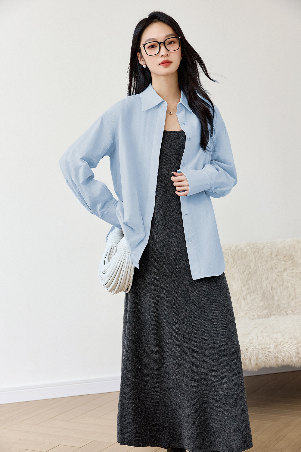 Knitted Suspender Long Dress