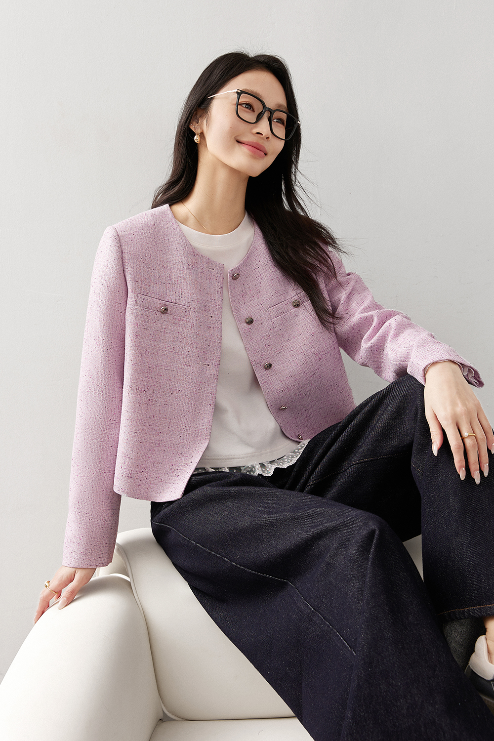 Elegant Tweed Jacket-VIMLYSTORE