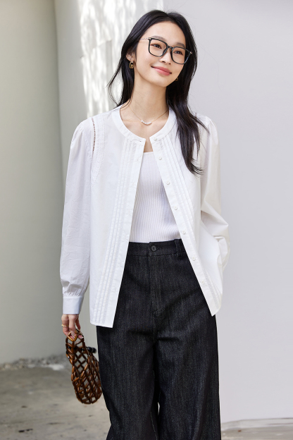 Fine Pleated Long Sleeved Shirt