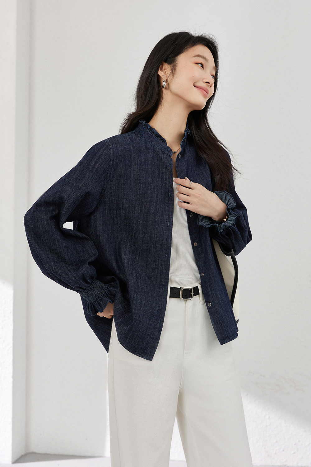 Pure Cotton Ruffled Shirt