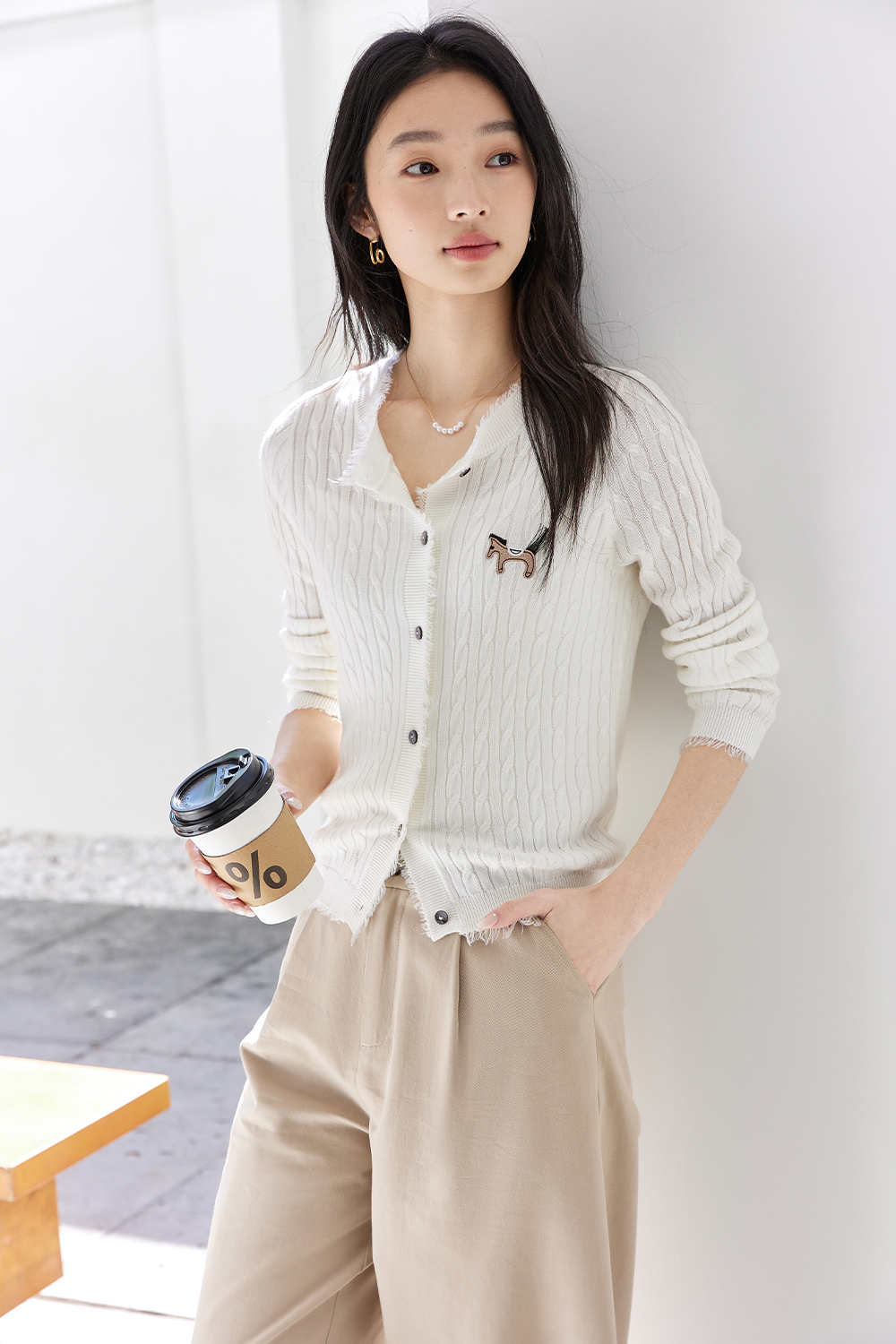 Pony Embroidered Knitted Cardigan