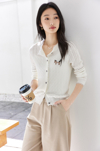 Pony Embroidered Knitted Cardigan