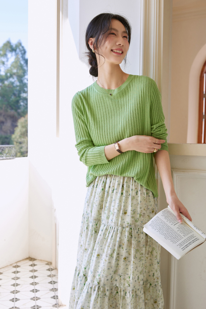Green Field Floral Skirt Set