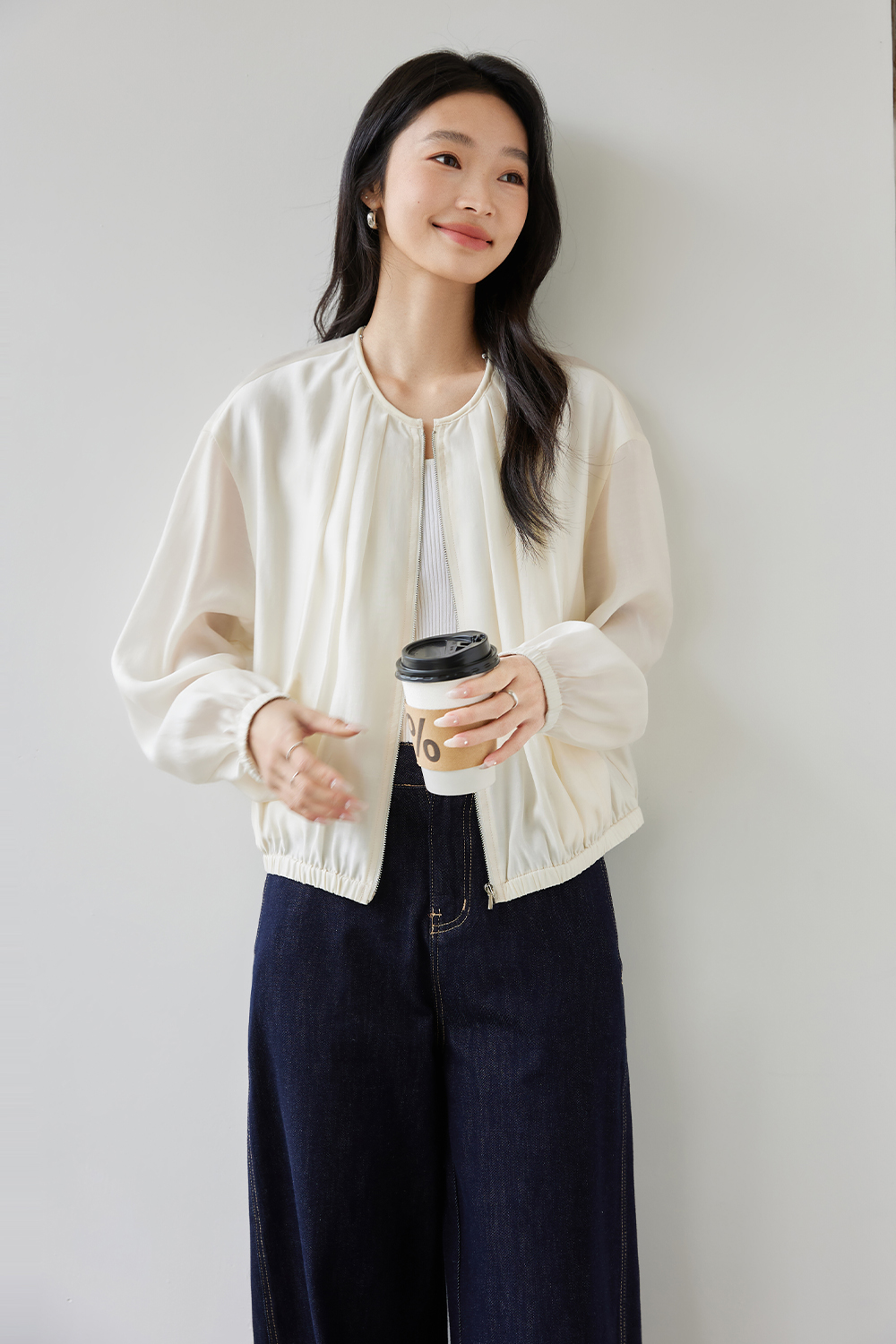 Lyocell Crew Neck Jacket