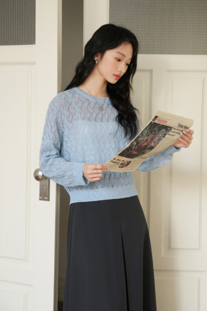 Argyle Pattern Hollow Sweater