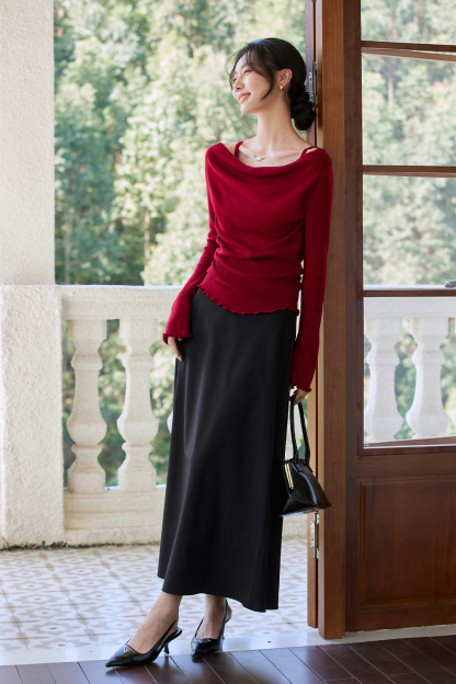 Wool Blend Black Skirt
