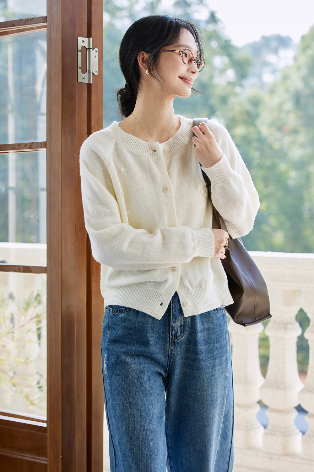 Dot Decoration Knit Cardigan