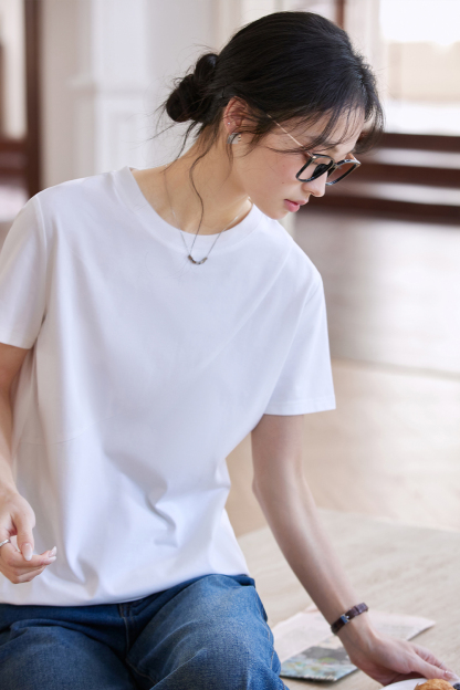 Cotton Solid Color Knitted T-Shirt