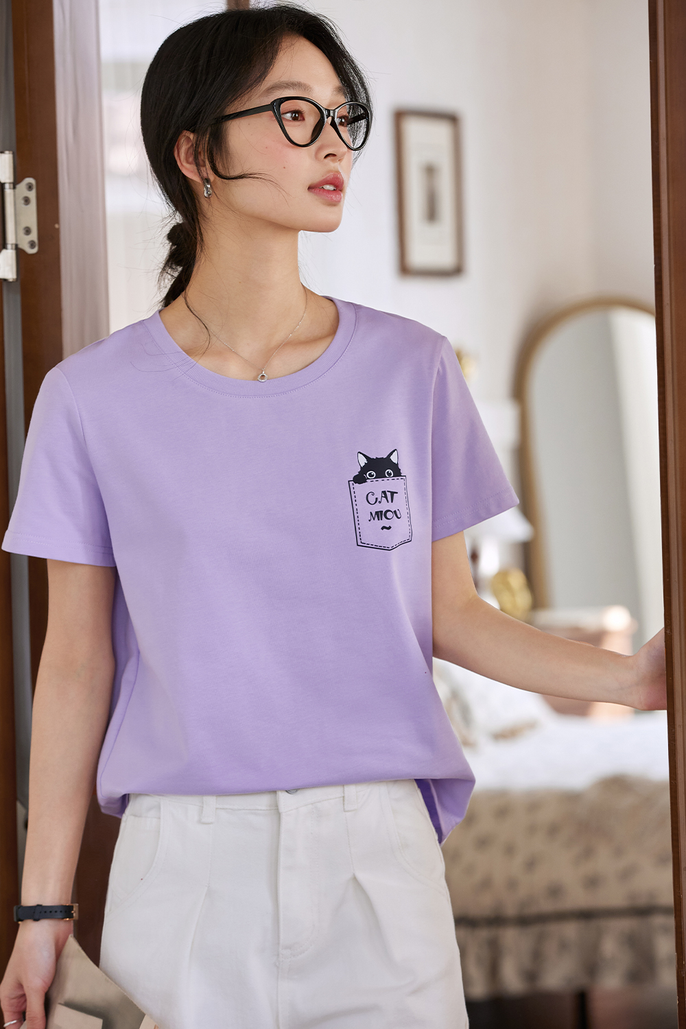 Cotton Pocket Cat T-Shirt
