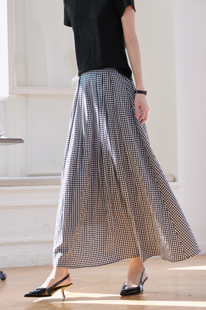 Simple Commuting Gingham Skirt