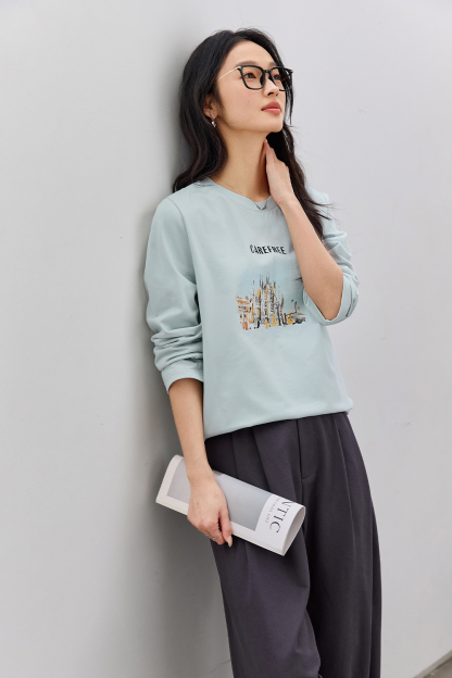 Scenery Print Cotton T-shirt