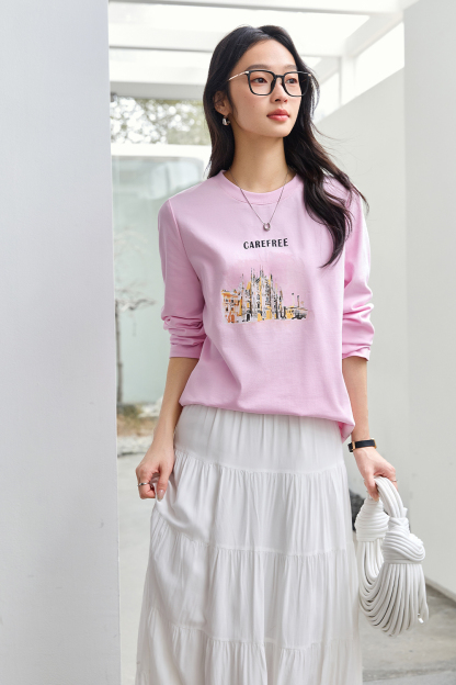 Scenery Print Cotton T-shirt
