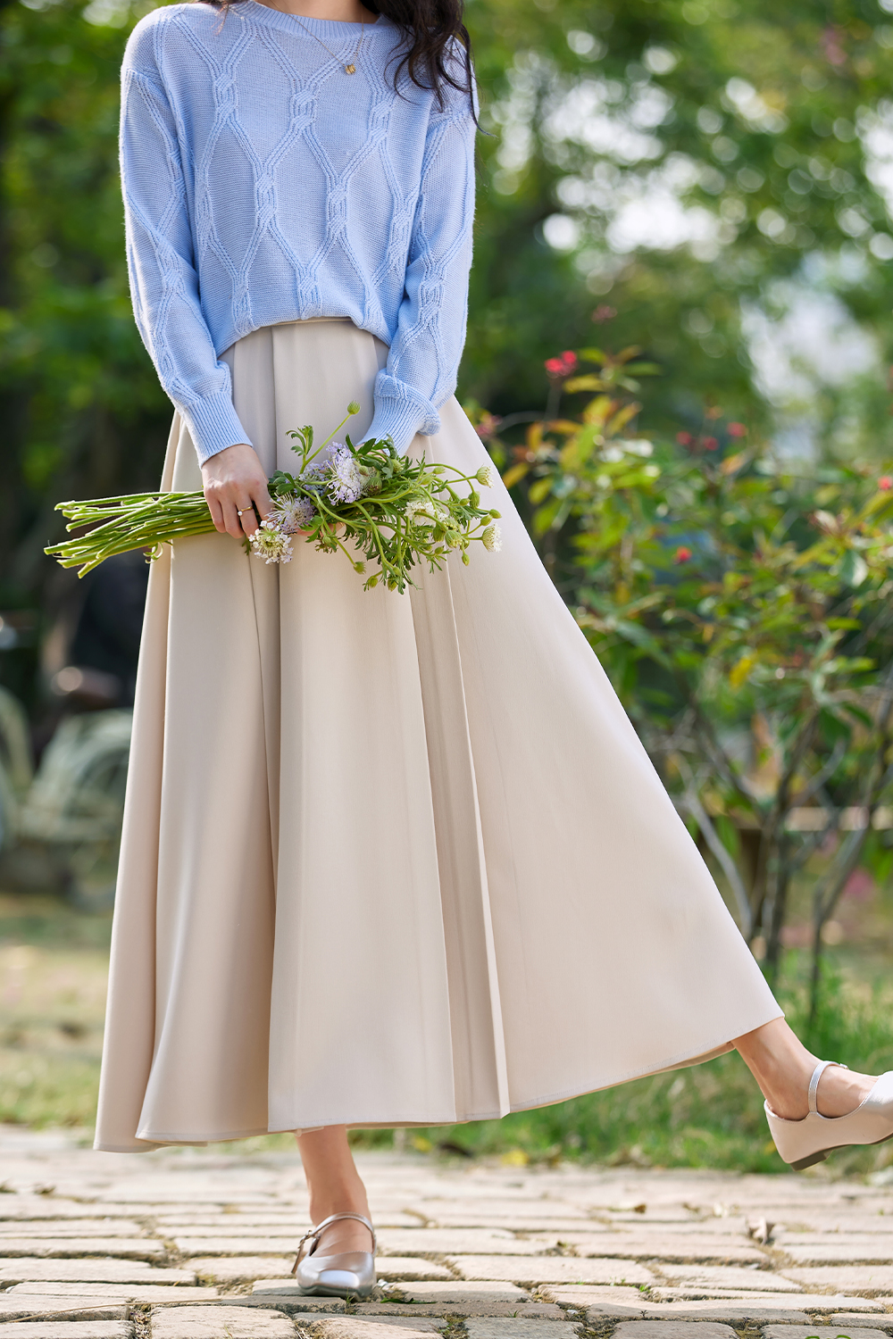 Woven Casual A-Line Skirt-VIMLYSTORE