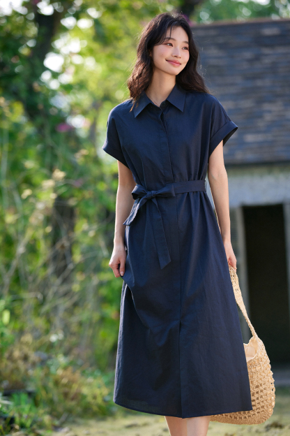 Lapel Shirt Dress