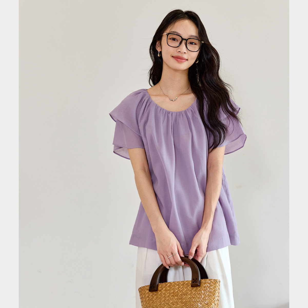 Solid Color Cotton And Linen Short-Sleeved Shirt