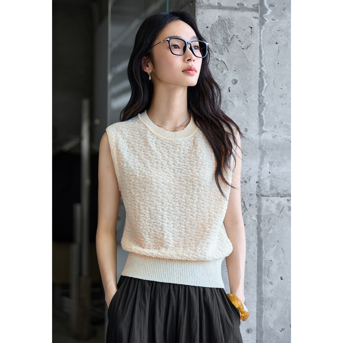 Textured Sleeveless Sweater