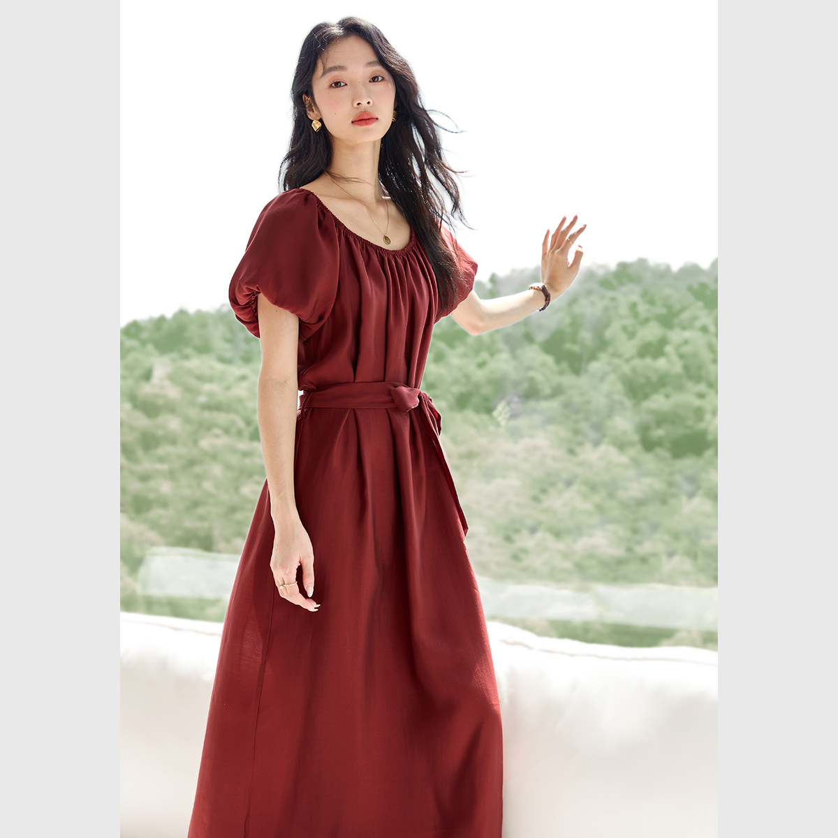 Elegant Puff Sleeve Dress