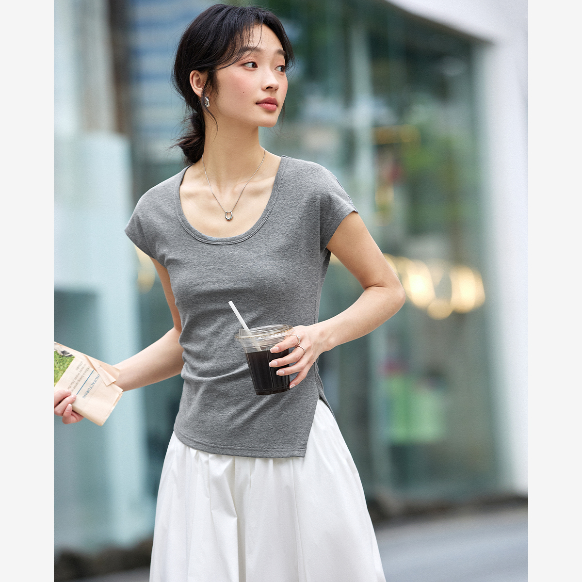 Asymmetric Knitted T-Shirt